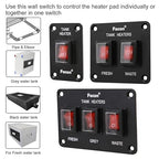 Facon 12Volts Switch Box Panel, 20Amps Rocket On&Off Switch with Red Indicator Light for RV Tank System, IP66 Waterproof Control Gang Kit System for RV Tank Heating Pad