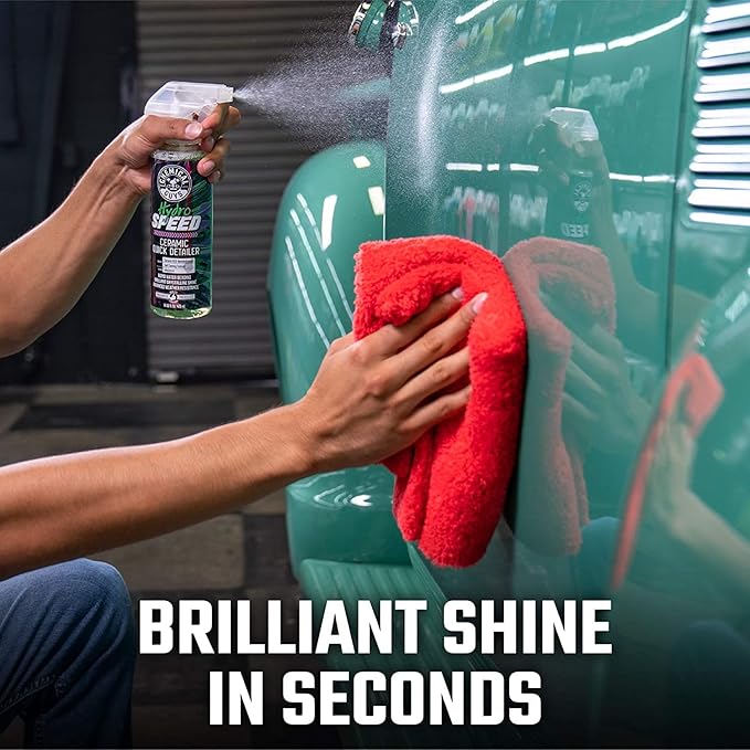 Chemical Guys HydroSuds Ceramic SiO2 Shine High Foaming Car Wash Soap, 16 fl oz, Berry Scent + HydroSpeed Ceramic Quick Detailer, 2-16 Fl Oz Chemicals + Microfiber Towels, (3-Pack of Gold 16" x 16")