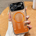 Guppy Compatible with iPhone 17 Pro Max Magnetic Case, with Full Camera Lens Protector [Compatible with MagSafe] Scratch Resistant Gradient Glass Back Cover Phone Case-Orange