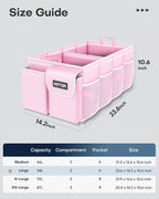 HOTOR Trunk Organizer for Car - Car Organizer, Foldable Trunk organizer for SUVs & Sedans, Sturdy Organization for Car Accessories, Tools, Sundries, Pink, 2 Compartments, 23.6"×14.2"×10.6"