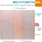 RSAquar Car Registration and Insurance Holder, Leather Car Glove Box Organizer, Cool Car Accessories for ID, Driver's License Cards & Essential Document, Men&Women, Rose Gold