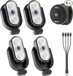 Wireless LED Lights for Car 4PCS with Base, Button and Remote Control Interior Ambient Strobe Light, USB-C 120H 8 Colors IP65 Waterproof Rechargeable Underglow Light for Cars, Trucks, Motorcycle