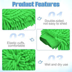 HARFINGTON 5pcs Chenille Microfiber Car Wash Mitts 9" x 5.5" Scratch Free Wash Gloves Absorbent Double Sided Plush Cleaning Drying Mitts for Car Washing Home Clean 5 Colors Mitt