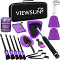 Viewsun Windshield Cleaner Tool, 17Pcs Purple Car Interior Cleaning Kit, Detailing Kit Cleaner, Detailing Brush, Cleaning Gel, Inside Cleaning Supplies Accessories for Trucks, SUVs, RVs Window