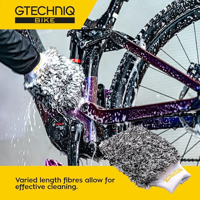 Gtechniq Bike Microfiber Wash Mitt | Ultra Low-Friction Glide, Inner Foam Core Holds High Volume of Wash Suds, Polyester Fibers Capture and Release Contaminants, Minimizes Swirls, Durable