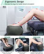 JefDiee Inflatable Foot Rest Pillow, Kids Airplane Bed, Adjustable 3 Layers Height Leg Rest Pillow, Airplane Travel Essentials Great for Airplane, Office, Home, Trains, Cars