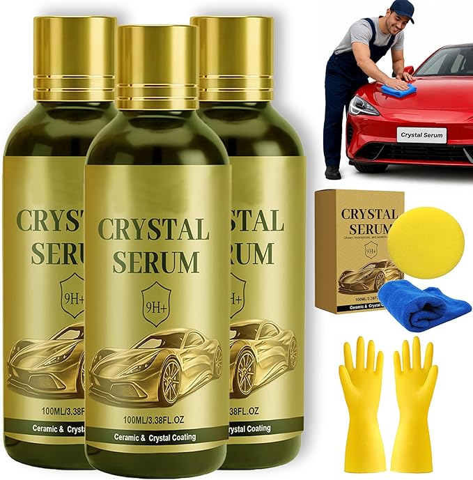 2026 New Crystal Serum – Advanced Graphene Ceramic Coating for Cars | 9H Graphene, Ultimate Quick Effect Car Coating Spray for Shine & Protection, Nano Coat Restore for Paint, Glass & Wheel (3PCS)
