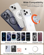 Magnetic Finger Ring for iPhone 17 Pro Max Double-Sided Magsafe Phone Grip with Kickstand Foldable &Rotatable Magsafe Cellphone Gym Loop Holder for Apple 17e 17 Air 16e 16 Pro 16 Plus 15 14 13 12 Mini
