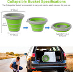 Collapsible Car Wash Bucket with Microfiber Mitt, 10L (2.6 Gallon) Portable Water Buckets with Handle for Car Wash Household Cleaning, Multiuse Collapsible Water Buckett and Car wash mitt - Green