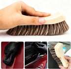 Leather Cleaning Brush for Car Interior, Long Bristle Horse Hair Vehicle Leather Cleaner Brush, Scratch-Free Automotive Interior Seat Cleaner, Universal for Vehicles (Beige)