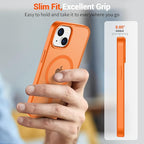SUPFINE Magnetic for iPhone 14 Case & iPhone 13 Case with Screen Protector (Compatible with MagSafe)(Military Grade Drop Protection) Translucent Matte Shockproof Phone Cover,Starry Orange