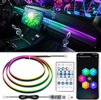 Dreamcolor Interior Acrylic Car Light Strip, Car LED Strip Light with APP Control 47 Inches Fiber Optic Ambient Lighting Kits, Multi-Modes Sound Sync Neon Lights