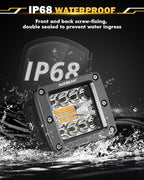 Auxbeam LED Pods 3 Inch 72W Amber Fog Light, 6 Modes Strobe Cube Pod Light Bar Dual Color Yellow Spot Flood Offroad Driving Lights Ditch Lights for Truck Car ATV UTV