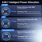 5 Pack Car Charger USB C, 65W Multi Port Dual 12V Cigarette Lighter USB Car Charger Adapter with Voltmeter PD/QC 3.0 Super Fast Charge Car Phone Charger for iPhone 17 16e 15 14 Pro Max Galaxy Android