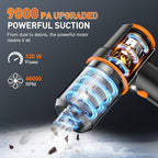 KMM Handheld Car Vacuum Cleaner, 9000PA Vacuum Cleaner & Air Duster, 120W High Power Vacuum Portable Cordless, Hand Held Vacuum Rechargeable with Multi-Nozzles & LED Light for Home, Car, Office