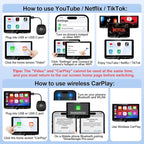 XHU Wireless CarPlay Adapter, CarPlay Wireless Adapter Supports Netflix, YouTube, and TikTok Stream Media Play, for OEM Wired CarPlay to Wireless Dongle, Only Fits for iOS 10+ Phone & Cars from 2016