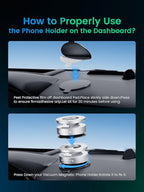 Vacuum Magnetic Phone Holder for MagSafe,Foldable Metal Suction Cup Phone Mount,360° Rotatable Phone Mount for All Smartphones & All Car Models-Silver