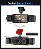 360° Dash Cam Front and Rear Inside Left Right, 3 Inch 4 Channel FHD 1080P Dash Cam for Cars, IPS Dashcams with Night Vision, Loop Recording, 24H Parking Mode Monitor, Reverse View