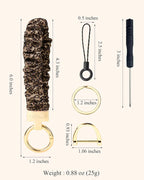 WEESMILE Keychain Wristlet, Stretchy Key Chain for Car Keys with D ring, Cute Scrunchie Wrist Bracelet for Women Men