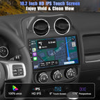 8 Core +64GB Car Radio for Jeep Compass Patriot 2010-2016,10.2 Inch QLED Touchscreen with Carplay&Android Auto,Support Bluetooth,Back-up Camera,FM Radio,SWC,GPS Navigation