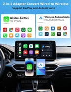 Kairiyard Wireless CarPlay Adapter for iPhone and Android Auto, 2-in-1 Convert Wired to Wireless Car Play Adapter, Plug and Play, No Latency, Fast and Stable Auto Connect, with USB/USB-C