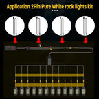 Hovano 4 PCS 60 inch/150cm 2Pin Pure White LED Rock Lights Kit Extension Wire Cable Cord 6/8/12/16/20Pods White Rock Light Kit, Underglow Neon Lights for Trailer Off Road SUV Car