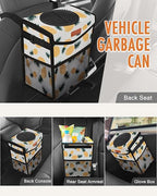 Pritent Car Trash Can with Lid, Cute Leakproof Car Trash Garbage Bag Hanging Vehicle Trash Bin Small Portable Automotive Garbage Cans Organizer for Back/Front Seat/Console(2.8 gal,Pineapple Print
