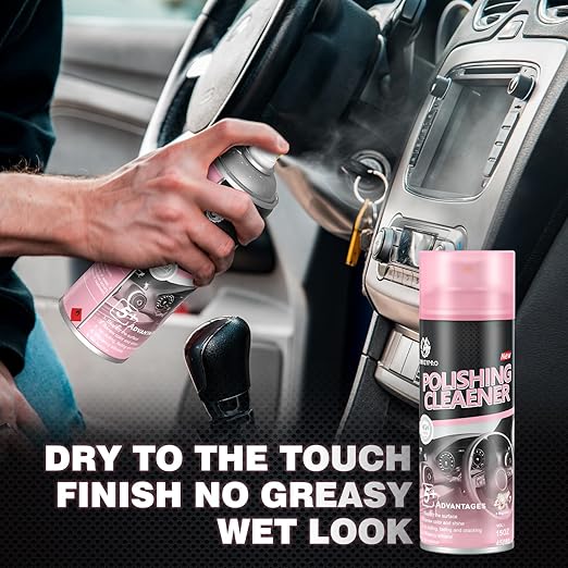 DONKEYPRO Polishing Cleaner, Car Interior Cleaner - Repels Dust & Staining, Restores & Protects Plastic, Vinyl, Leather Seats - UV Guard, Anti-Aging, Interior Detailer Spray with Iron Can(2 x 15oz)