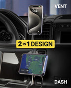 Scosche MPQ6DV-SP Magnetic Phone Holder for Car Dashboard/Vent, 15W Wireless Fast Car Charger Phone Stand, Hands Free Cell Phone Mount Compatible with iPhone 17/16/15/14/13/12 Series & MagSafe Case