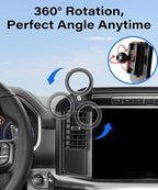 Magnetism Car Phone Holder for 2021-2024 Ford F-150 Accessories Compatible with MagSafe Hands-Free 360 Degree Rotation Adjustable Cell Phone Mount Does Not Affect Air Vent