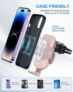 CHGeek Wireless Car Charger, 15W Fast Charging Auto Clamping Car Charger Phone Mount Phone Holder fit for iPhone 15 14 13 12 11 Pro Max Xs, Samsung Galaxy S24 Ultra S23 S22 S21, S20, S10+, Pink