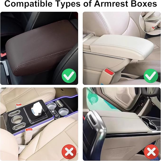 NBTEPEM Bling Car Center Console Cover, Leather Car Arm Rest Cover Cushion with 2 Storage Bags, Universal Automotive Armrest Protector Storage Box, Bling Accessories Interior for Most Vehicles (Red)