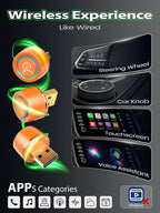 Wireless CarPlay Adapter, One-Click User Switch, Plug & Play, Converts Wired to Wireless Car Play Dongle, Fast & Stable for Cars 2016+ with Built-in Wired CarPlay & Android Auto Orange
