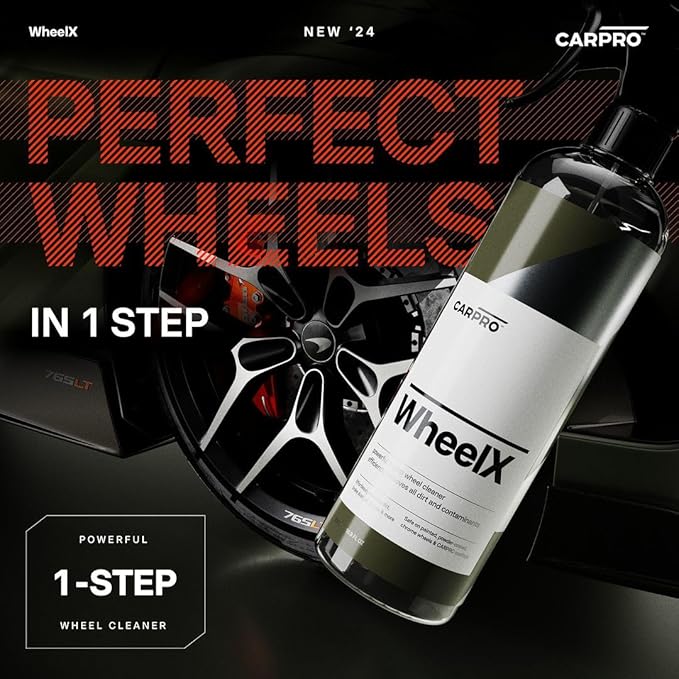 CARRO WheelX Wheel & Tire Cleaner Spray for Car Detailing - Professional 1-Step Formula, Safe on Chrome & Powder Coated Wheels, Rims, Calipers - Removes Dirt, Brake Dust, Grease - 1 Liter (34 fl oz)