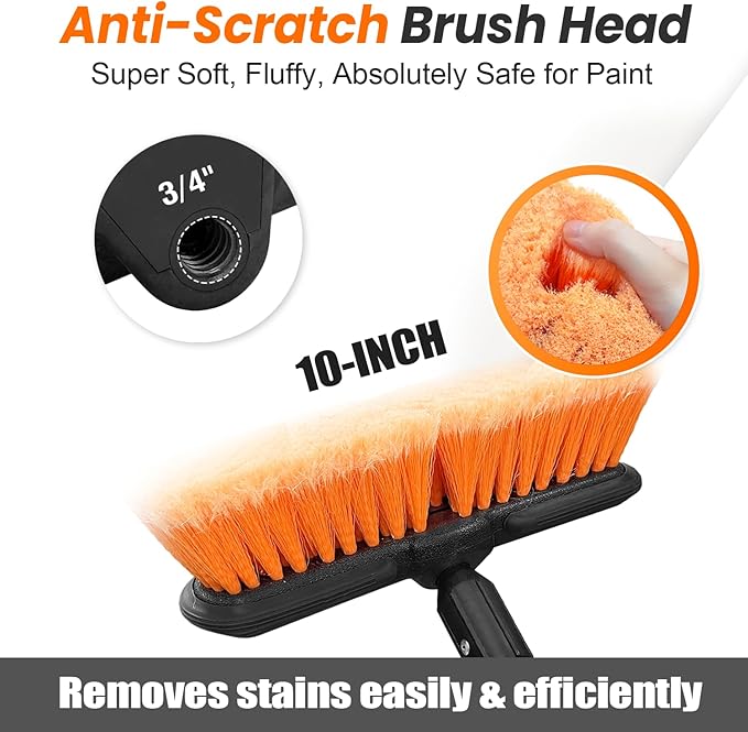 ARTIPOLY 65" Car Wash Brush with Extension Pole, Car Wash 10” Dip Soft Brush, No Scratch Car Cleaning Brush Supplies for RV Boat Truck SUV, House Siding, Snow, Floors, Extension Aluminum Alloy