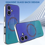 Guppy Compatible with iPhone 16 Case Magnetic, with Full Camera Lens Protector [Compatible with MagSafe] Scratch Resistant Gradient Glass Back Cover Phone Case-Purple