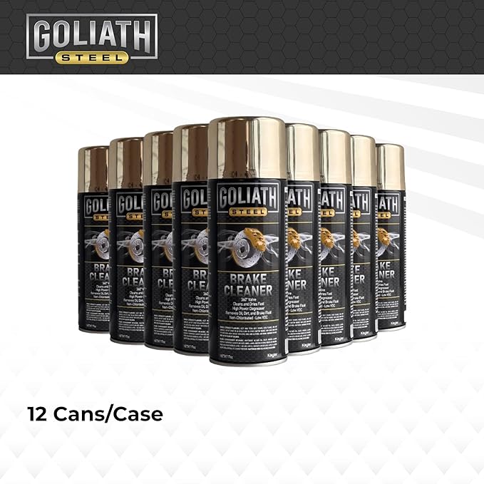 Kogler Goliath Steel Non-Chlorinated Brake Cleaner Spray, Low-VOC Fast-Drying Brake Parts Degreaser, Removes Grease, Oil & Brake Dust, 14 oz, Case of 48