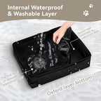 PETSFIT Portable Cat Litter Box - Removable 2-Layer Leak-Proof Lining, Scratch-Resistant Fabric with Sturdy Support Frame, Travel & Collapsible Cat Litter Box Black