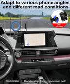 Magnetic Car Phone Mount for 2023 2024 2025 2026 Toyota Prius Accessories, for MagSafe Strong Magnets Cell Phone Holder 8-Inch Screen Cradles, with Portable Phone Gripper 360° Rotation