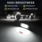 6 Pods Metal LED White Rock Lights for ATV SUV UTV RZR Car Trailer Truck Offroad, Alloy 6000K 24 LEDs Pure White Neon Underglow Light with Switch Extension Harness Under Trail Rig Fender Lighting