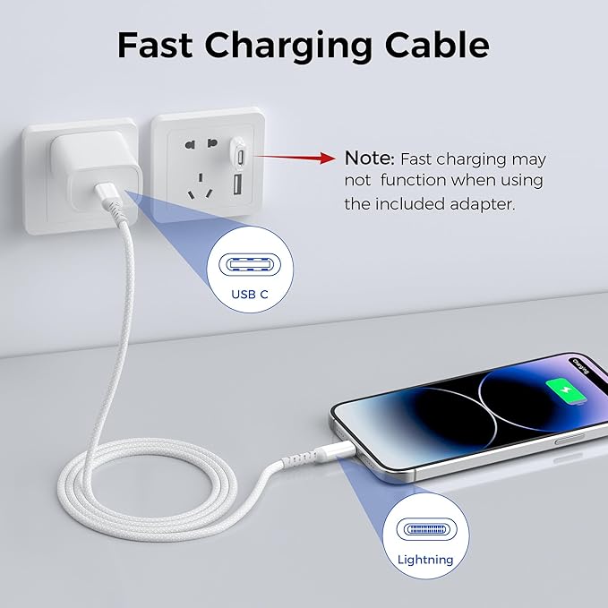 Basesailor i Pad 8 9 8th 9th USB C to Lightning Charger Cable 3.3FT,USB Type C Fast Car Charging Power Cord with USB A Adapter for Apple iPhone 14 13 12 11 Mini Pro Max Plus,XS XR X 8 7 6 Plus 5 SE