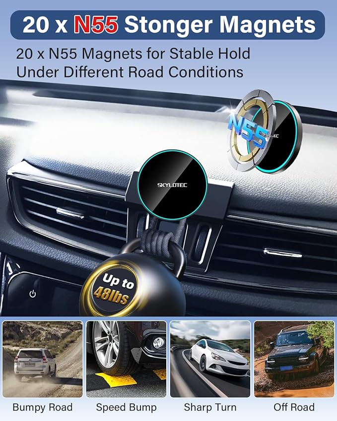 Phone Mount for Toyota RAV4 2019-2024 Premium XLE, Adventure, TRD Off-Road, Limited, Hybrid XSE Accessories Car Magnetic Phone Holder for MagSafe, Strong Magnets Fast Wireless Charger Cell Phone Base