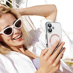 Guppy Compatible with iPhone 17 Magnetic Case, with Full Camera Lens Protector [Compatible with MagSafe] Scratch Resistant Gradient Glass Back Cover Phone Case-Pink
