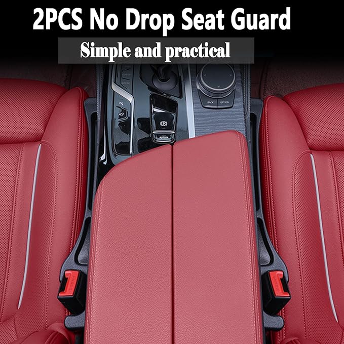 Car Seat Gap Filler, car in between seat catcher 2-Pack No-Drop Seat Side Gap Seam Filler Organizer, Universal filler between car seat and console (Black)