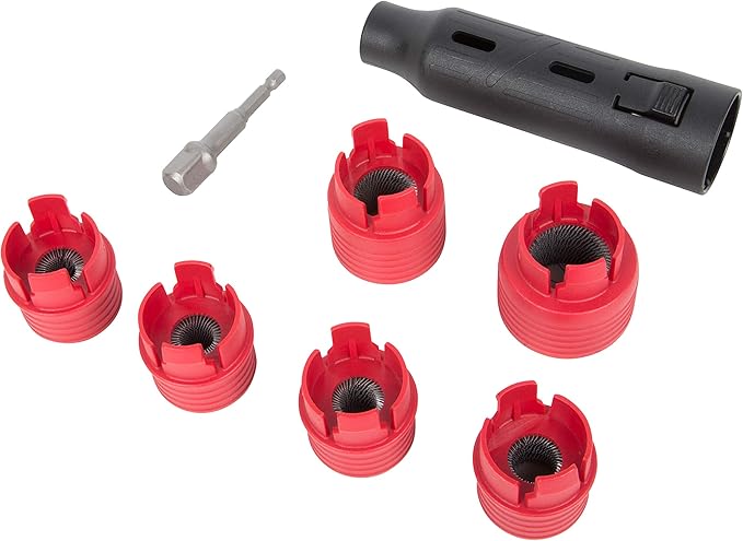 Steelman 8-Piece Automotive Wheel Stud Cleaner Tool Set for Removing Rust and Debris, Includes 1/4-inch Hex to 1/2-inch Square Adapter to Allow for Use with Drills and Pneumatic Tools