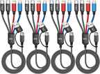 Travel Cruise Essentials 2026 4 in 2 Charging Cable with Dual Type-C Port, USBA/C Multi Charging Cable Cords, Multiple iPhone Charger Cord for iPhone17-8, Android, iPad, Car Accessories (4Packs 5FT)