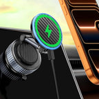 CloudValley 15W Wireless Charger Magnetic Car Mount Phone Holder Carbon Fiber, Dashboard/Windshield 360° Adjustable Stand [Compatible with MagSafe] Wireless Charging Arm for iPhone 17-12 Series