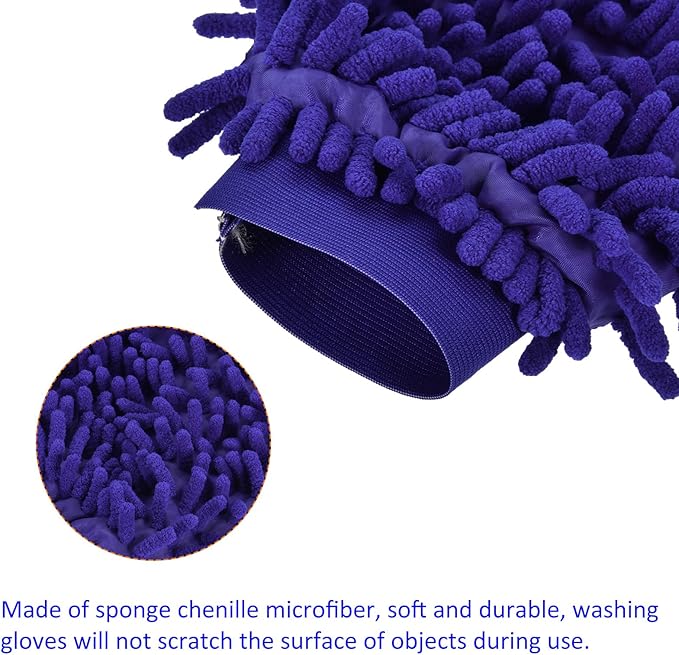 M METERXITY Microfiber Wash Mitt - Chenille Reusable Gloves for Cleaning, Scratch-Free, Apply to Kitchen House Cleaning
