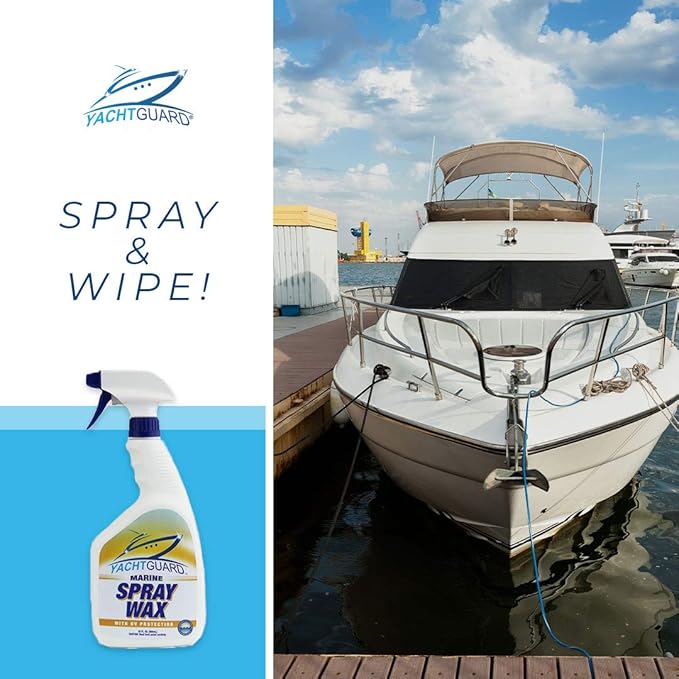 Spray Wax with UV Protection - Marine Wax For Boats with UV Protectant for a Gloss Shine Finish and for Car Detailing on Trucks and RVs (32 Oz Bottle)
