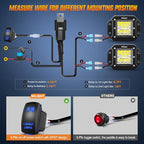 Nilight 2PCS 42W LED Flush Mount Light Pods Upgraded Spot Flood Combo Beam 12V 5Pin Rocker Switch Wiring Harness Kit-2 Leads, 2 Years Warranty (ZH044)
